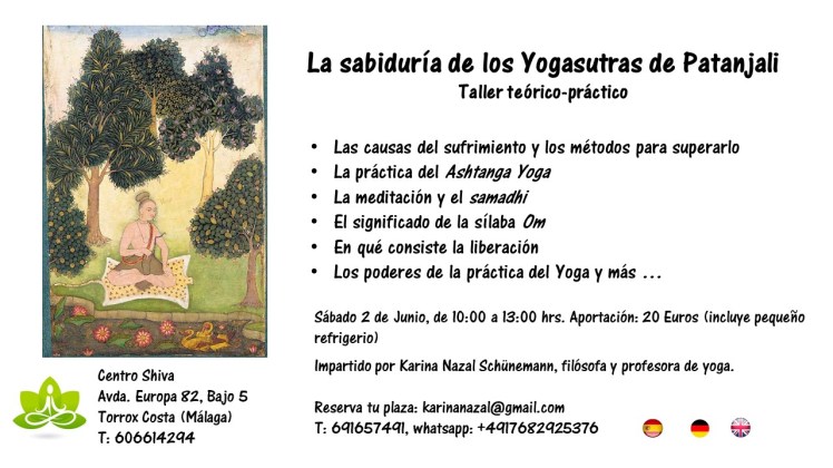 flyer La sabiduría de los Yogasutras de Patanjali